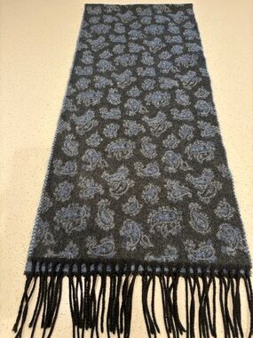 Blue Paisley Pattern Fringe Scarf